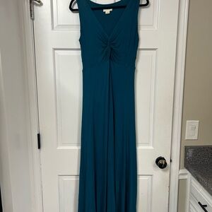 Maeve Teal Knotted V-Neck Maxi Dress Size Medium